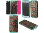 Apple iPhone 6 plus 5.5 inch Hard Cover and Silicone Protective Case Hybrid Bohemian Sunshine Mandala Teal Black Hot Pink