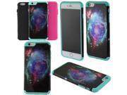 Apple iPhone 6 plus 5.5 inch Hard Cover and Silicone Protective Case Hybrid Clash Of Cosmo Galaxy Teal Black Hot Pink