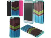 Apple iPhone 6 plus 5.5 inch Hard Cover and Silicone Protective Case Hybrid Green Blue Wood Chevron Teal Black Hot Pink