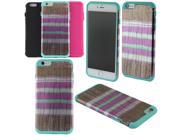 Apple iPhone 6 4.7 inch Hard Cover and Silicone Protective Case Hybrid Green Pink White Stripe Wood Teal Black Hot Pink