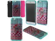 Apple iPhone 6 plus 5.5 inch Hard Cover and Silicone Protective Case Hybrid Skull Flower Aztec Wooden Teal Black Hot Pink