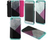 Apple iPhone 6 plus 5.5 inch Hard Cover and Silicone Protective Case Hybrid Tri Color Marble Pattern Teal Black Hot Pink