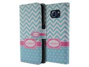 Samsung Galaxy S6 Pouch Case Cover Teal Mint White Happiness Monogram Wallet Card
