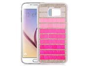 Samsung Galaxy S6 Back Cover Case 3D White Pink Hot Pink With Full Rhinestones