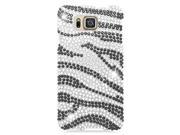 Samsung Galaxy Alpha G850 Hard Case Cover Black Silver Zebra w Full Rhinestones