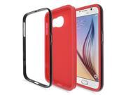 Samsung Galaxy S6 Hard Cover and Silicone Protective Case Hybrid Red Black Metal Bumper