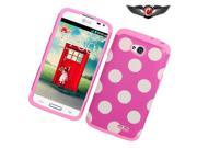 LG Optimus L70 MS323 Hard Cover and Silicone Protective Case Hybrid Pink White Polka Dots Pink Fusion