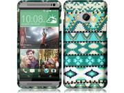 HTC One M9 Hard Case Cover Mint Green Aztec Texture