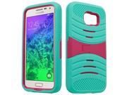 Samsung Galaxy S6 Hard Cover and Silicone Protective Case Hybrid Teal Blue Hot Pink With Stand