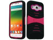 ZTE Imperial II Hard Cover and Silicone Protective Case Hybrid Black Hot Pink w Stand