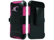 HTC One M9 Hard Cover and Silicone Protective Case Hybrid Black Hot Pink Curve Stand w Holster