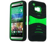 HTC One M9 Hard Cover and Silicone Protective Case Hybrid Black Neon Green With Stand
