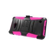 Microsoft Lumia 640 Hard Cover and Silicone Protective Case Hybrid Black Hot Pink Curve Stand w Holster