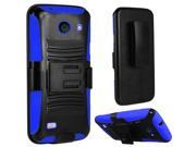 Huawei Tribute 4G LTE Y536A1 Hard Cover and Silicone Protective Case Hybrid Black Blue Curve Stand w Holster