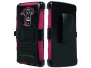 LG G Flex 2 LS996 Hard Cover and Silicone Protective Case Hybrid Black Hot Pink Curve Stand w Holster