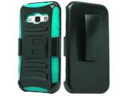 Samsung Galaxy Core Prime G360 Hard Cover and Silicone Protective Case Hybrid Black Teal Blue Curve Stand With Holster 2