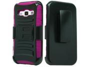 Samsung Galaxy Core Prime G360 Hard Cover and Silicone Protective Case Hybrid Black Hot Pink Curve Stand w Holster