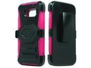 Samsung Galaxy S6 Hard Cover and Silicone Protective Case Hybrid Black Hot Pink Turbo Stand With Holster