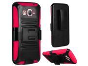 Samsung Galaxy Grand Prime G530 Hard Cover and Silicone Protective Case Hybrid Black Hot Pink Curve Stand w Holster