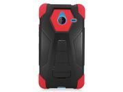 Microsoft Lumia 640 XL Hard Cover and Silicone Protective Case Hybrid Black Red Transformer With Stand