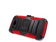 ZTE Imperial II Hard Cover and Silicone Protective Case Hybrid Black Red Curve Stand w Holster