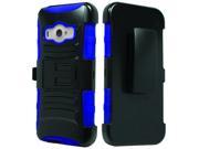 ZTE Imperial II Hard Cover and Silicone Protective Case Hybrid Black Dark Blue Curve Stand With Holster