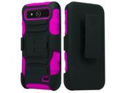 ZTE Speed N9130 Hard Cover and Silicone Protective Case Hybrid Black Hot Pink Curve Stand w Holster