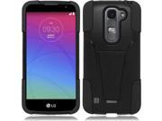 LG Spirit H443 Hard Cover and Silicone Protective Case Hybrid Black w Y Stand