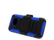 Samsung Galaxy S6 Hard Cover and Silicone Protective Case Hybrid Black Blue Curve Stand w Holster