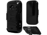 ZTE Prelude 2 Z667G Hard Cover and Silicone Protective Case Hybrid Black Curve Stand w Holster