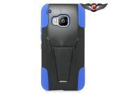 HTC One M9 Hard Cover and Silicone Protective Case Hybrid Black Blue w Y Stand