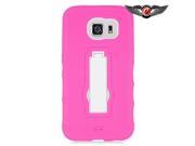 Samsung Galaxy S6 Hard Cover and Silicone Protective Case Hybrid Hot Pink White Symbiosis With Vertical Stand New