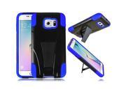 Samsung Galaxy S6 Edge G925 Hard Cover and Silicone Protective Case Hybrid Black Blue w Y Stand