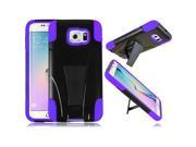 Samsung Galaxy S6 Edge G925 Hard Cover and Silicone Protective Case Hybrid Black Purple w Y Stand