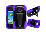 ZTE Prelude 2 Z667G Hard Cover and Silicone Protective Case Hybrid Black Purple w Y Stand