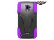 ZTE Rapido LTE Z932L Hard Cover and Silicone Protective Case Hybrid Black Purple w Y Stand