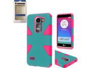 LG Leon C40 Hard Cover and Silicone Protective Case Hybrid Triad Triangle Teal Hot Pink