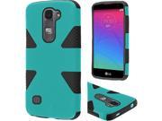 LG Spirit H443 Hard Cover and Silicone Protective Case Hybrid Triad Triangle Teal Black