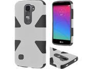 LG Spirit H443 Hard Cover and Silicone Protective Case Hybrid Triad Triangle White Black