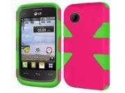 LG 306G Hard Cover and Silicone Protective Case Hybrid Triad Triangle Hot Pink Neon Green
