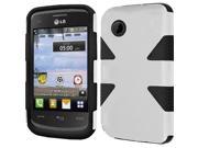LG 306G Hard Cover and Silicone Protective Case Hybrid Triad Triangle White Black