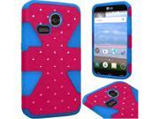 LG Sunrise L15G Lucky L16C Hard Cover and Silicone Protective Case Hybrid Triangle Hot Pink Sky Blue Some Rhinestones