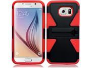 Samsung Galaxy S6 Hard Cover and Silicone Protective Case Hybrid Triad Triangle Black Red With Stand