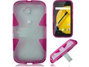 Motorola Moto E LTE 2nd Gen 2015 Silicone Case Clear Hot Pink Dynamic Gummy With Stand