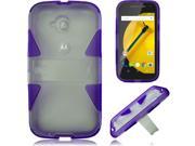 Motorola Moto E LTE 2nd Gen 2015 Silicone Case Clear Purple Dynamic Gummy With Stand