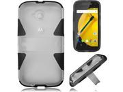 Motorola Moto E LTE 2nd Gen 2015 Silicone Case Clear Black Dynamic Gummy With Stand