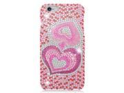 Apple iPhone 6 plus 5.5 inch Hard Case Cover Pink Silver Heart w Full Rhinestones