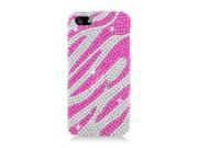 Apple iPhone 5 iPhone 5s Hard Case Cover Zebra Hot Pink White w Full Rhinestones
