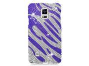 Samsung Galaxy Note 4 Hard Case Cover Purple White Zebra w Full Rhinestones