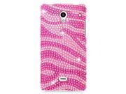 Sharp Aqous Crystal 306SH Hard Case Cover Hot Pink Pink Zebra w Full Rhinestones